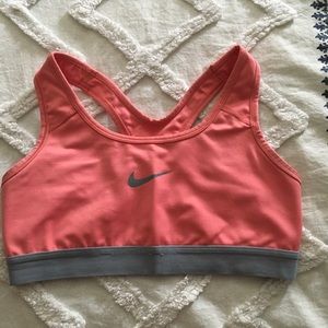 Peach/grey small Nike sports bra